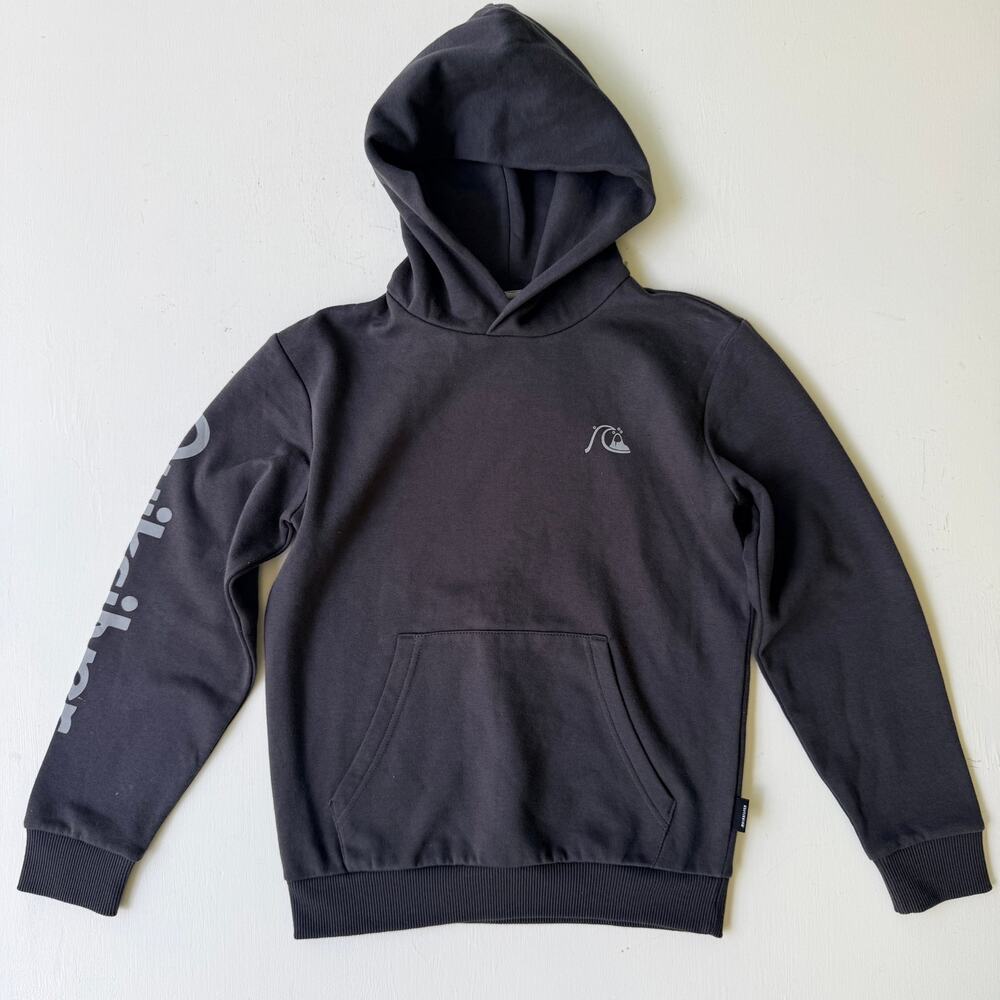 Quiksilver Boys Small Black Omni Logo Pullover Hoodie Skate Surf Sweatshirt